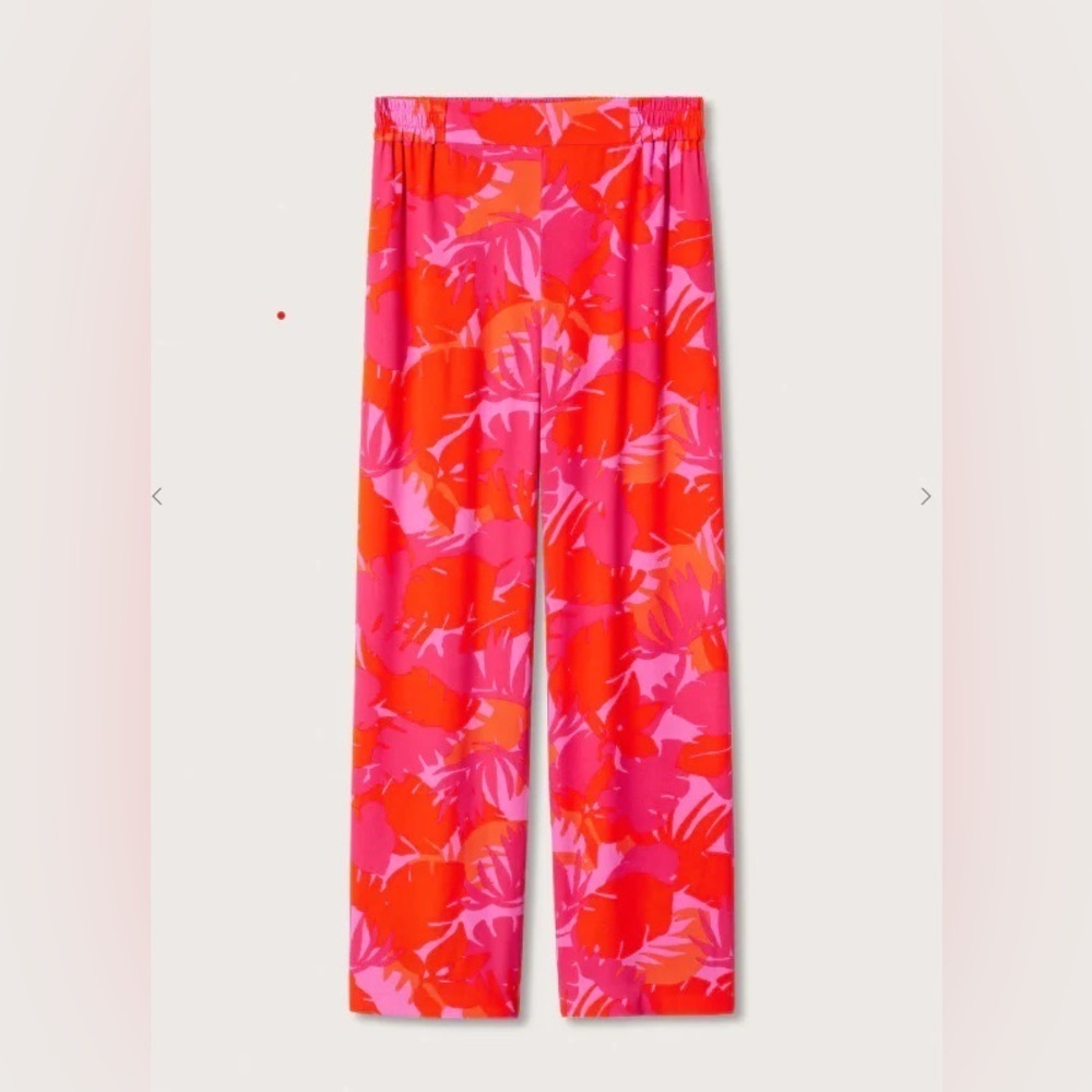 Maison D'Amelie Anthropologie Vibrant Pink& Red Patterned Pants wide leg Size XS